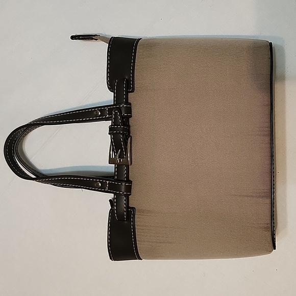 Vintage Etienne Aigner Tan and Black Nylon & Faux Leather Mini Tote - Picture 3 of 16